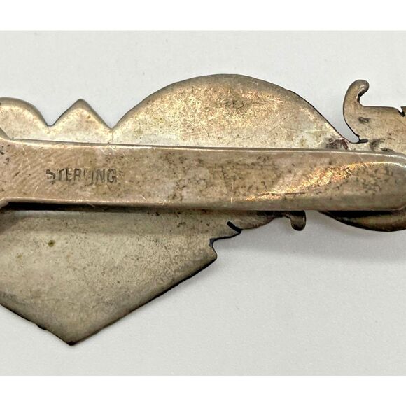 Antique Siam Thai Sterling Silver Enamel Hair Clip 3.25in